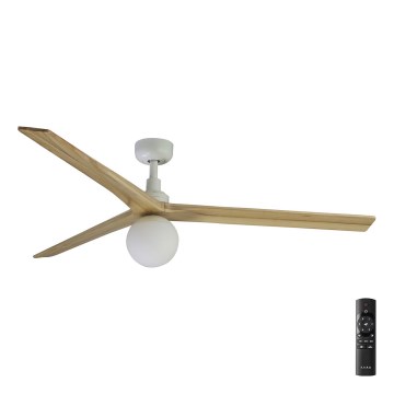 FARO 34279-11L - Stropni ventilator KLIM L 1xE27/15W/230V les/bela pr. 150 cm + Daljinski upravljalnik