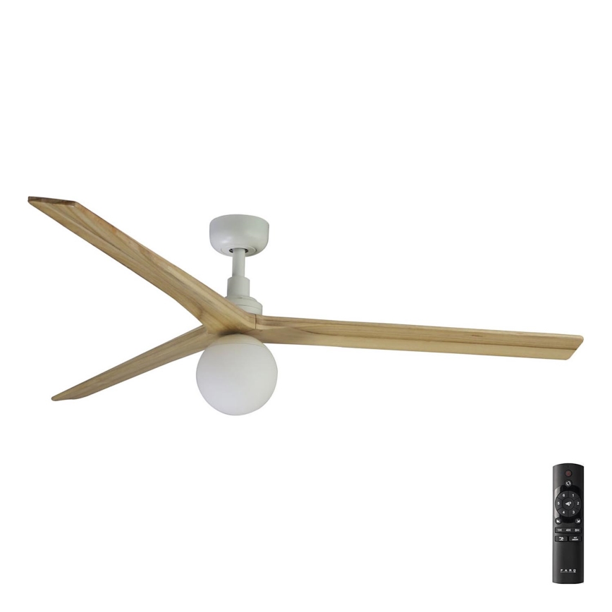 FARO 34279-11L - Stropni ventilator KLIM L 1xE27/15W/230V les/bela pr. 150 cm + Daljinski upravljalnik