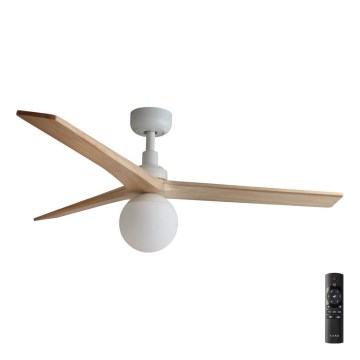 FARO 34280-11L - Stropni ventilator KLIM M 1xE27/15W/230V les/bela pr. 125 cm + Daljinski upravljalnik