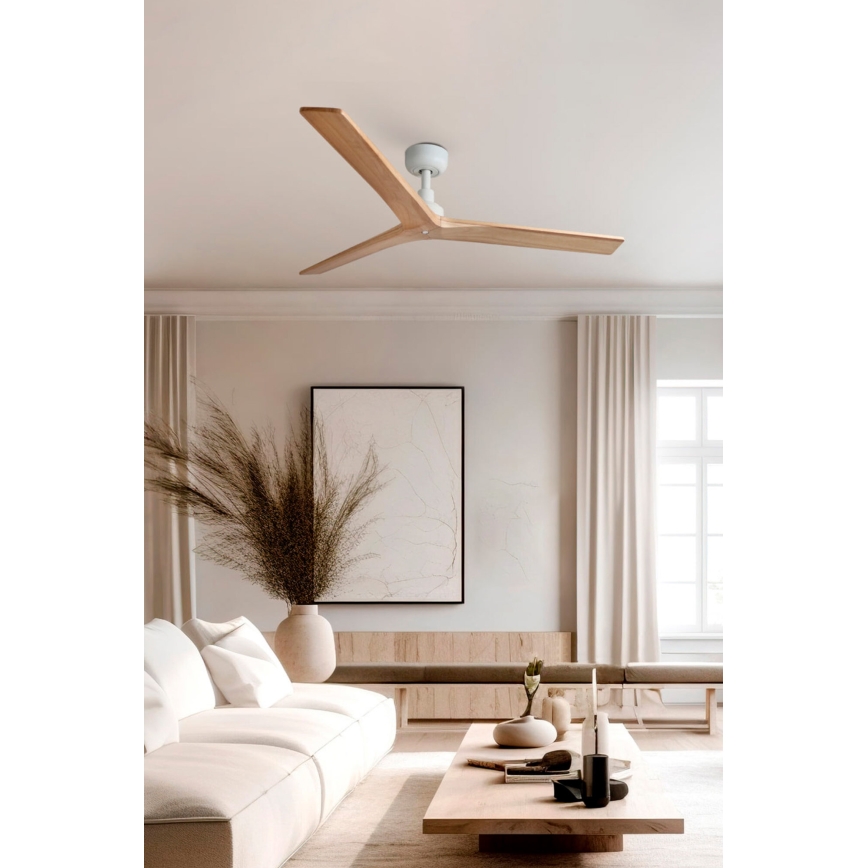 FARO 34280 - Stropni ventilator KLIM M bor/bela pr. 125 cm + Daljinski upravljalnik