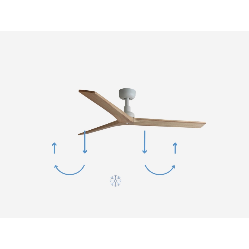 FARO 34280 - Stropni ventilator KLIM M bor/bela pr. 125 cm + Daljinski upravljalnik
