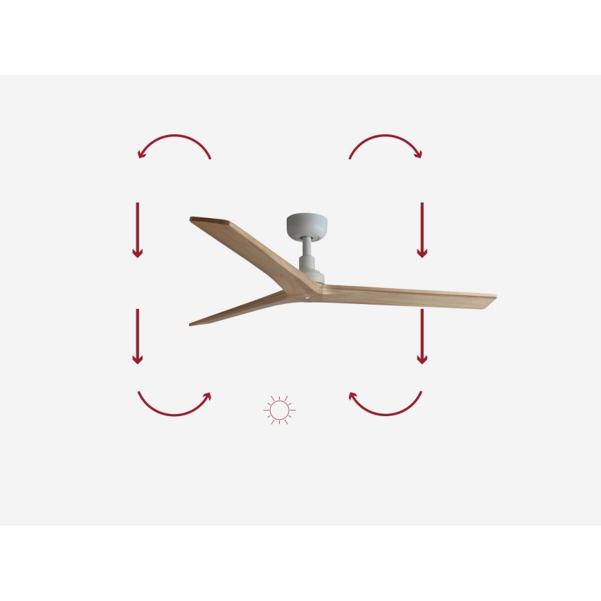 FARO 34280 - Stropni ventilator KLIM M bor/bela pr. 125 cm + Daljinski upravljalnik