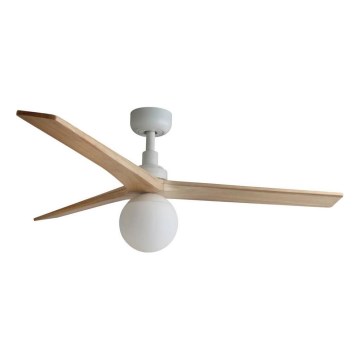 FARO 34280WT-11L - Stropni ventilator KLIM M 1xE27/15W/230V les/bela pr. 125 cm Wi-Fi Tuya + Daljinski upravljalnik