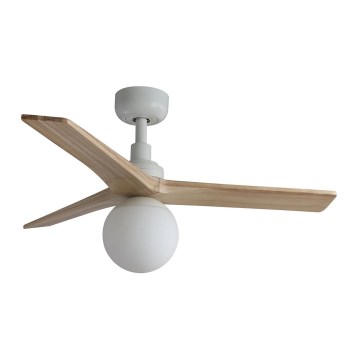 FARO 34281-11L - Stropni ventilator KLIM S 1xE27/15W/230V les/bela pr. 92,5 cm + Daljinski upravljalnik
