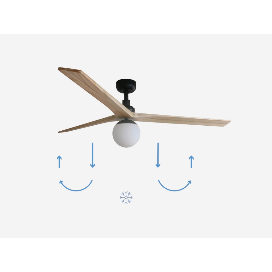 FARO 34282-11L - Stropni ventilator KLIM L 1xE27/15W/230V les/črna pr. 150 cm + Daljinski upravljalnik