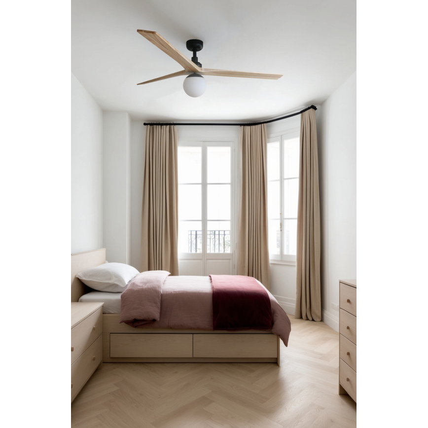 FARO 34282WT-11L - Stropni ventilator KLIM L 1xE27/15W/230V les/črna pr. 150 cm Wi-Fi Tuya + Daljinski upravljalnik