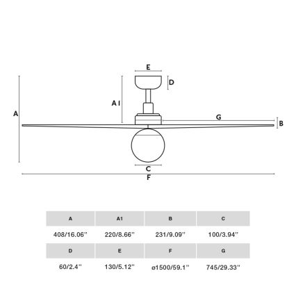 FARO 34282WT-11L - Stropni ventilator KLIM L 1xE27/15W/230V les/črna pr. 150 cm Wi-Fi Tuya + Daljinski upravljalnik