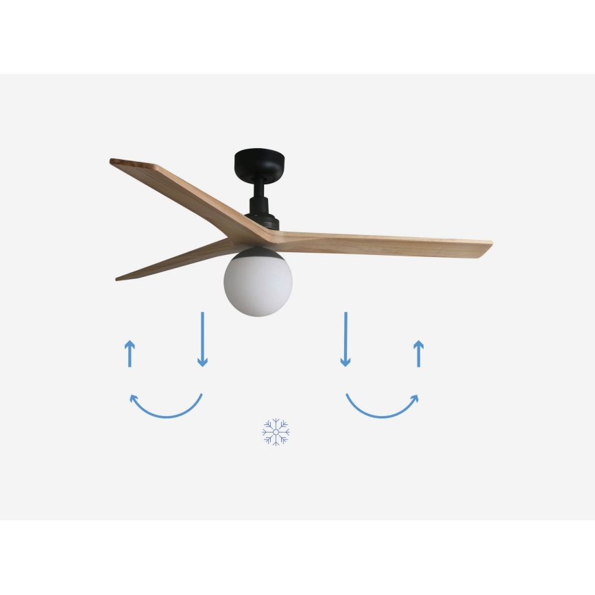 FARO 34283-11L - Stropni ventilator KLIM M 1xE27/15W/230V les/črna pr. 125 cm + Daljinski upravljalnik