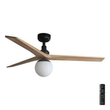 FARO 34283-11L - Stropni ventilator KLIM M 1xE27/15W/230V les/črna pr. 125 cm + Daljinski upravljalnik