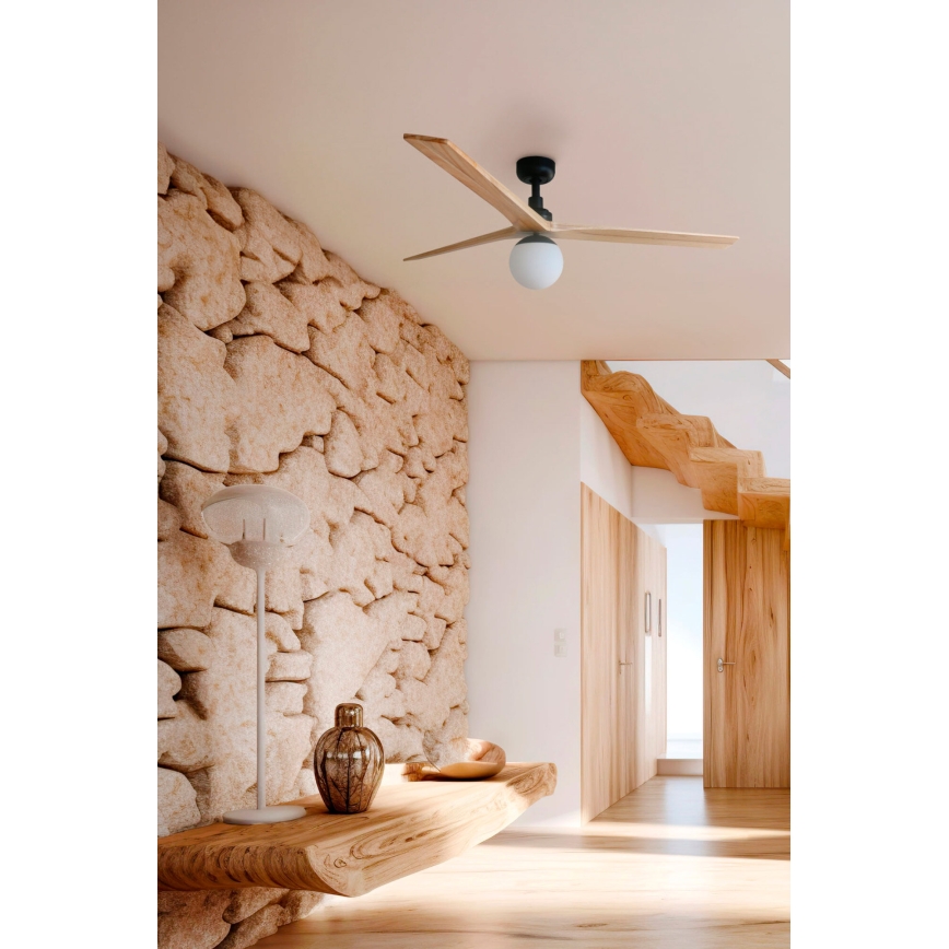FARO 34283WT-11L - Stropni ventilator KLIM M 1xE27/15W/230V les/črna pr. 125 cm Wi-Fi Tuya + Daljinski upravljalnik