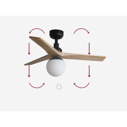 FARO 34284-11L - Stropni ventilator KLIM S 1xE27/15W/230V les/črna pr. 92,5 cm + Daljinski upravljalnik