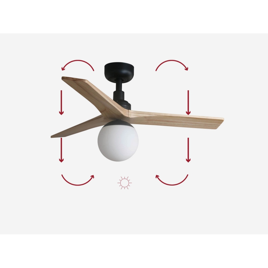 FARO 34284-11L - Stropni ventilator KLIM S 1xE27/15W/230V les/črna pr. 92,5 cm + Daljinski upravljalnik