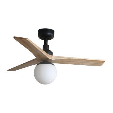 FARO 34284-11L - Stropni ventilator KLIM S 1xE27/15W/230V les/črna pr. 92,5 cm + Daljinski upravljalnik