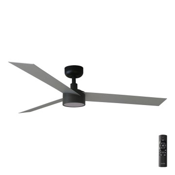 FARO 34286-1TW - LED zatemljiv stropni ventilator CRUISER L LED/18W/230V 2700/3000/4000K, premer 132 cm, črna/siva + daljinski upravljalnik