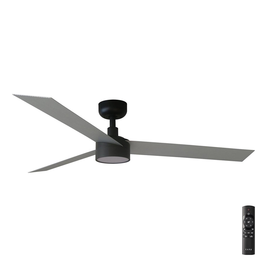 FARO 34286-1TW - LED Zatemnitveni stropni ventilator CRUISER L LED/18W/230V 2700/4000/6500K pr. 132 cm črna/siva + Daljinski upravljalnik