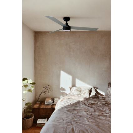 FARO 34286-1TW - LED Zatemnitveni stropni ventilator CRUISER L LED/18W/230V 2700/4000/6500K pr. 132 cm črna/siva + Daljinski upravljalnik