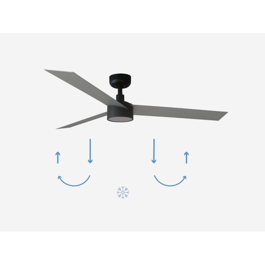 FARO 34286-1TW - LED Zatemnitveni stropni ventilator CRUISER L LED/18W/230V 2700/4000/6500K pr. 132 cm črna/siva + Daljinski upravljalnik