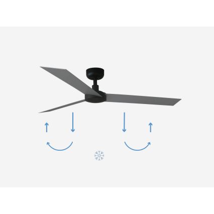 FARO 34286 - Stropni ventilator CRUISER L črna pr. 132 cm + Daljinski upravljalnik