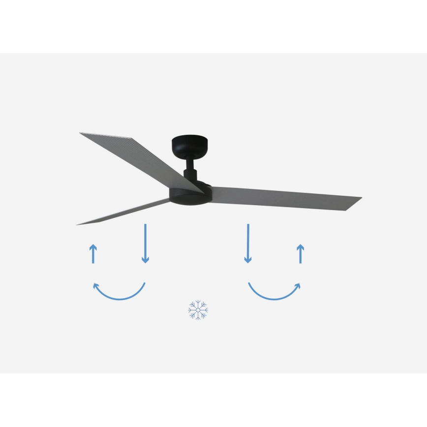 FARO 34286 - Stropni ventilator CRUISER L črna pr. 132 cm + Daljinski upravljalnik