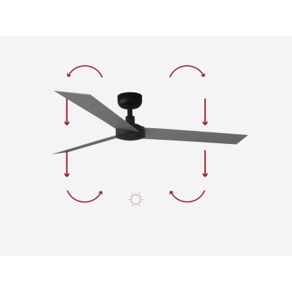 FARO 34286 - Stropni ventilator CRUISER L črna pr. 132 cm + Daljinski upravljalnik