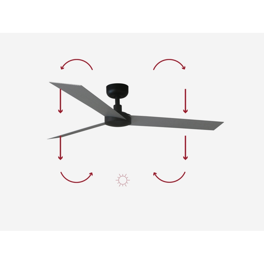 FARO 34286 - Stropni ventilator CRUISER L črna pr. 132 cm + Daljinski upravljalnik