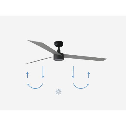 FARO 34287-1TW - LED Zatemnitveni stropni ventilator CRUISER XL LED/18W/230V 2700/4000/6500K pr. 160 cm črna/siva + Daljinski upravljalnik