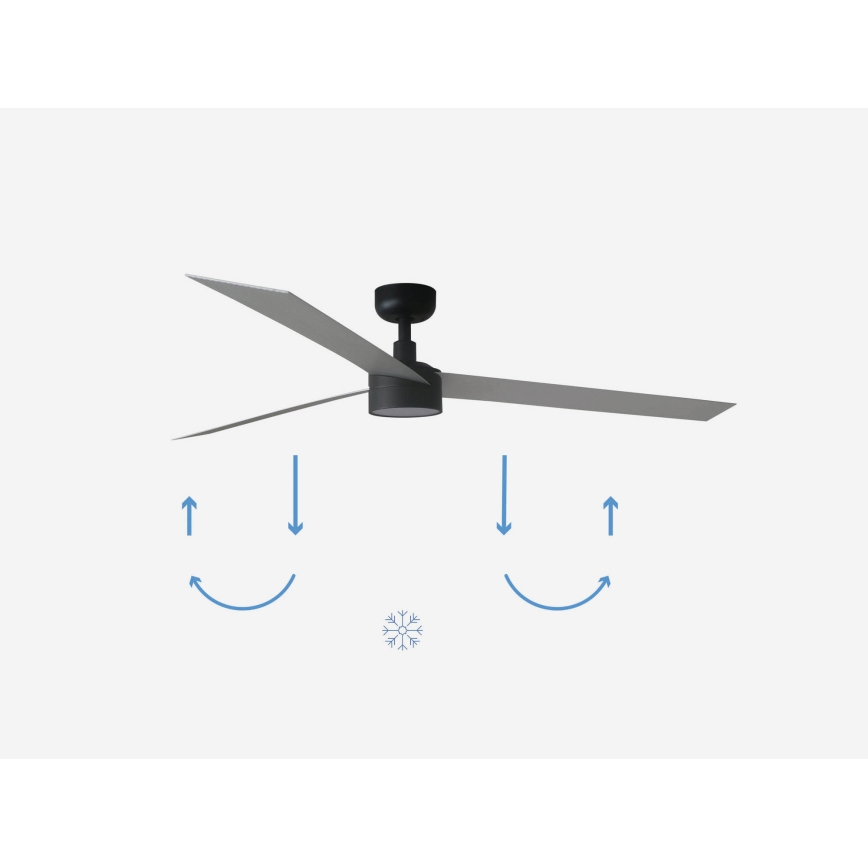 FARO 34287-1TW - LED Zatemnitveni stropni ventilator CRUISER XL LED/18W/230V 2700/4000/6500K pr. 160 cm črna/siva + Daljinski upravljalnik