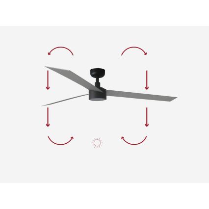 FARO 34287-1TW - LED Zatemnitveni stropni ventilator CRUISER XL LED/18W/230V 2700/4000/6500K pr. 160 cm črna/siva + Daljinski upravljalnik