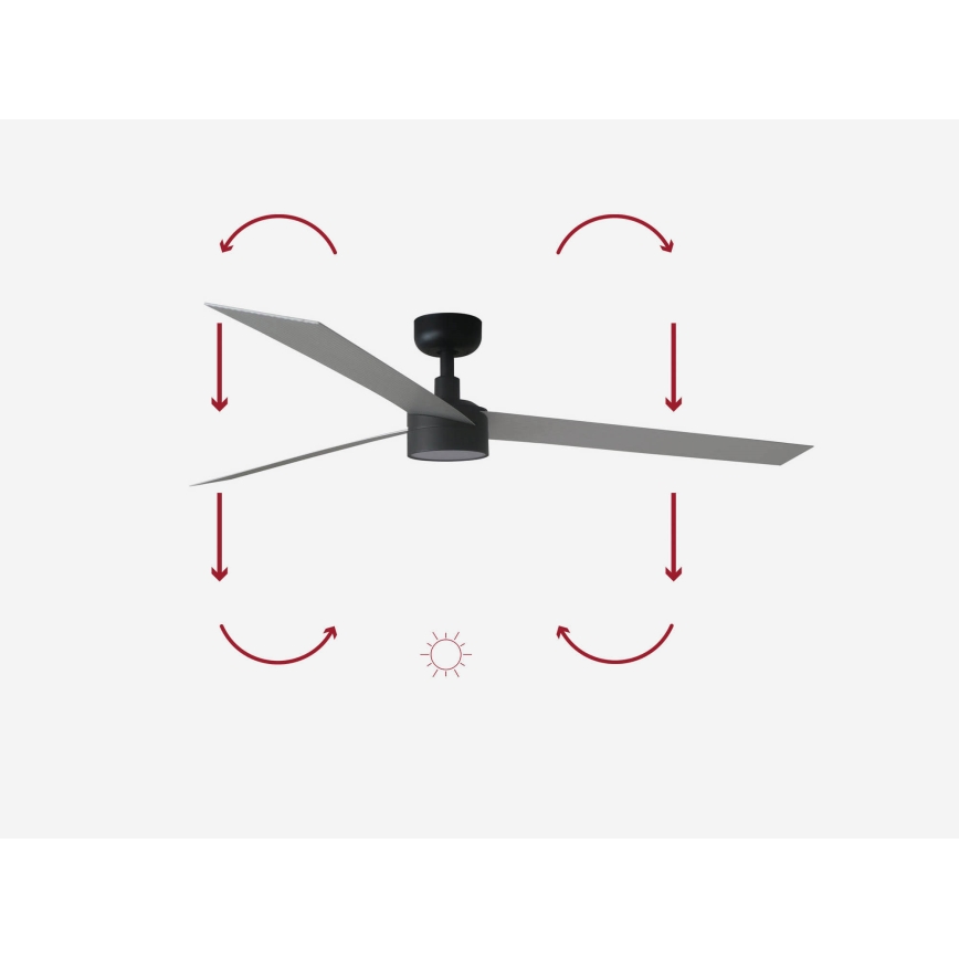 FARO 34287-1TW - LED Zatemnitveni stropni ventilator CRUISER XL LED/18W/230V 2700/4000/6500K pr. 160 cm črna/siva + Daljinski upravljalnik