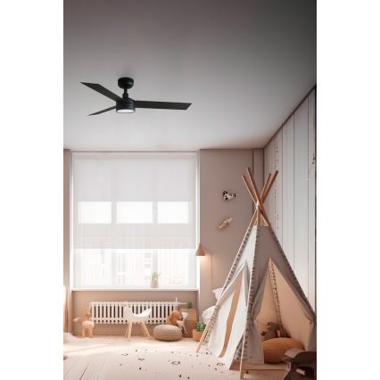 FARO 34289-1TW - LED zatemljiv stropni ventilator CRUISER S LED/18W/230V 2700/3000/4000K premer 106 cm črna + daljinski upravljalnik
