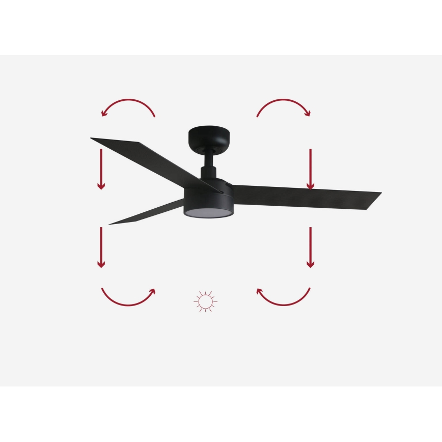 FARO 34289-1TW - LED Zatemnitveni stropni ventilator CRUISER S LED/18W/230V 2700/4000/6500K pr. 106 cm črna + Daljinski upravljalnik