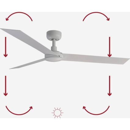FARO 34290WP - Stropni ventilator CRUISER L bela pr. 132 cm SMART + Daljinski upravljalnik