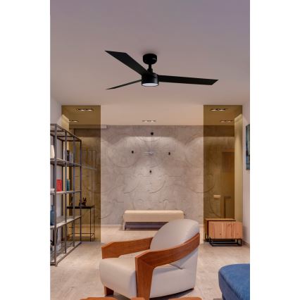FARO 34291-1TW - LED stropni ventilator CRUISER z zatemnitvijo LED/20W/230V 2700/3000/4000K premer 132 cm črna + daljinski upravljalnik