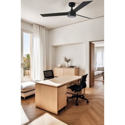 FARO 34291WT1S - LED Zatemljiv stropni ventilator CRUISER L LED/18W/230V 2700/3000/4000K premer 132 cm črna Wi-Fi Tuya + daljinski upravljalnik