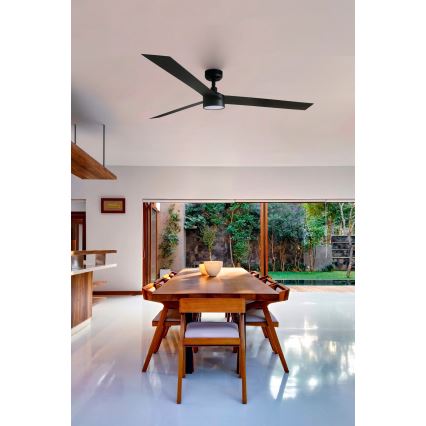 FARO 34293-1TW - LED zatemljiv stropni ventilator CRUISER XL LED/18W/230V 2700/3000/4000K, premer 160 cm, črn + daljinski upravljalnik