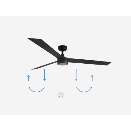 FARO 34293-1TW - LED zatemljiv stropni ventilator CRUISER XL LED/18W/230V 2700/3000/4000K, premer 160 cm, črn + daljinski upravljalnik