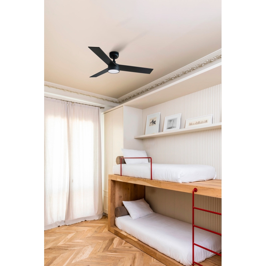 FARO 34296-1TW - LED Zatemnitveni stropni ventilator RUDDER S LED/18W/230V 2700/4000/6500K pr. 106 cm črna + Daljinski upravljalnik