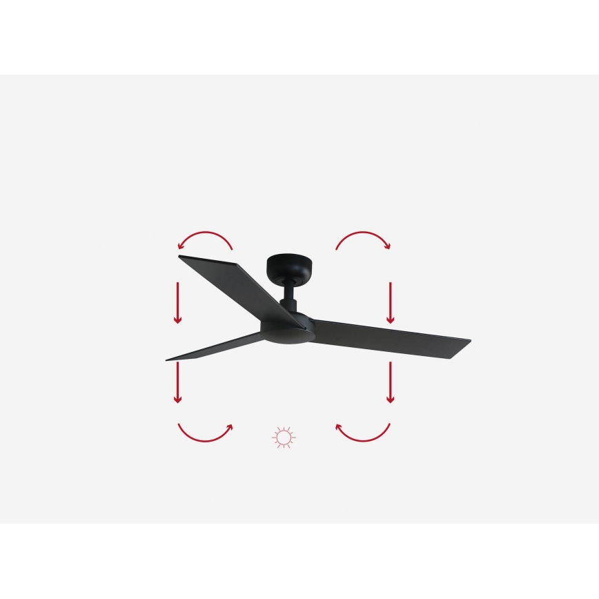 FARO 34296WP - Stropni ventilator RUDDER S črna pr. 106 cm SMART + Daljinski upravljalnik