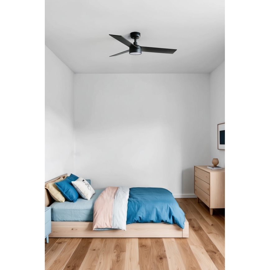 FARO 34296WT-1TW - LED Zatemnitveni stropni ventilator RUDDER S LED/18W/230V 2700/4350/6000K črna/rjava pr. 106 cm Wi-Fi Tuya + Daljinski upravljalnik