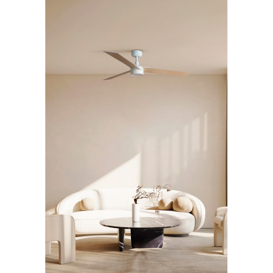 FARO 34297-1TW - LED zatemljiv ventilator RUDDER L LED/20W/230V 2700/3000/4000K Ø 132 cm + daljinski upravljalnik