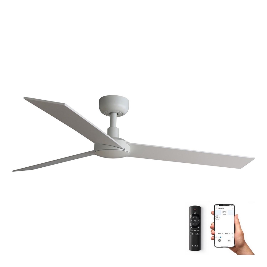 FARO 34297WP - Stropni ventilator RUDDER L bela pr. 132 cm SMART + Daljinski upravljalnik