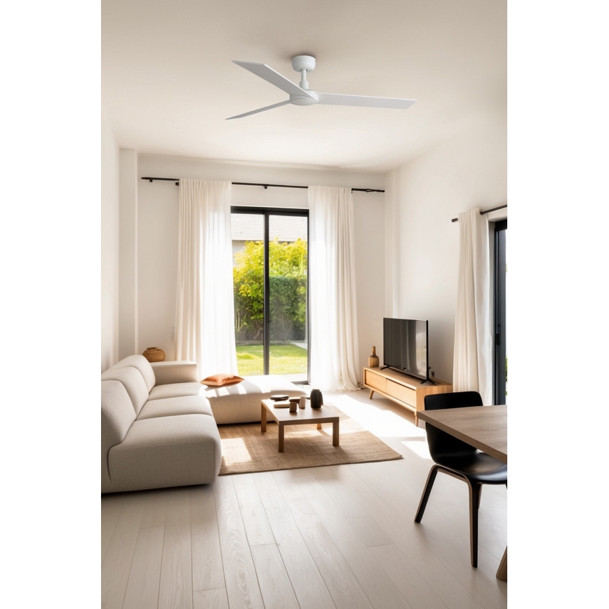 FARO 34297WP - Stropni ventilator RUDDER L bela pr. 132 cm SMART + Daljinski upravljalnik