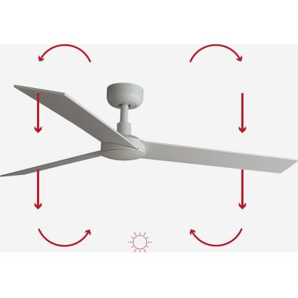 FARO 34297WP - Stropni ventilator RUDDER L bela pr. 132 cm SMART + Daljinski upravljalnik