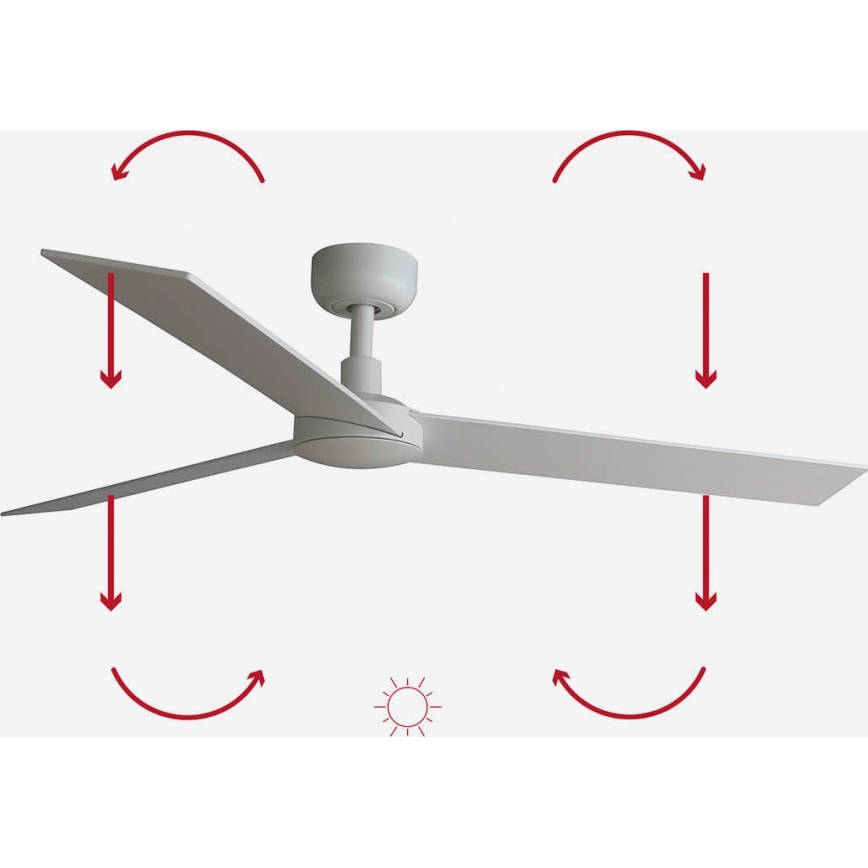 FARO 34297WP - Stropni ventilator RUDDER L bela pr. 132 cm SMART + Daljinski upravljalnik