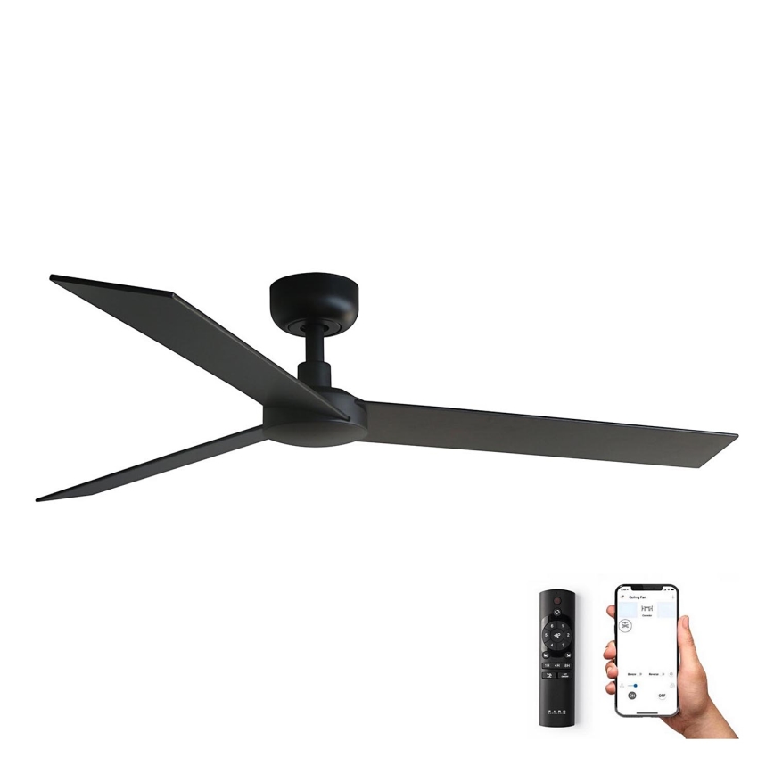 FARO 34298WP - Stropni ventilator RUDDER L črna pr. 132 cm SMART + Daljinski upravljalnik