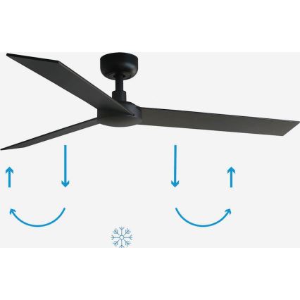 FARO 34298WP - Stropni ventilator RUDDER L črna pr. 132 cm SMART + Daljinski upravljalnik
