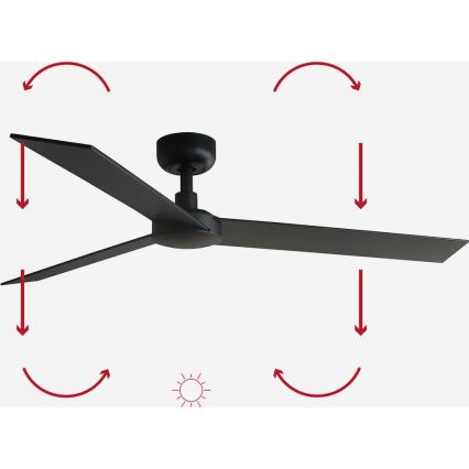 FARO 34298WP - Stropni ventilator RUDDER L črna pr. 132 cm SMART + Daljinski upravljalnik