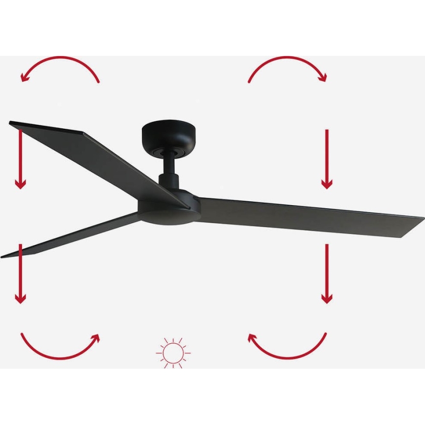FARO 34298WP - Stropni ventilator RUDDER L črna pr. 132 cm SMART + Daljinski upravljalnik