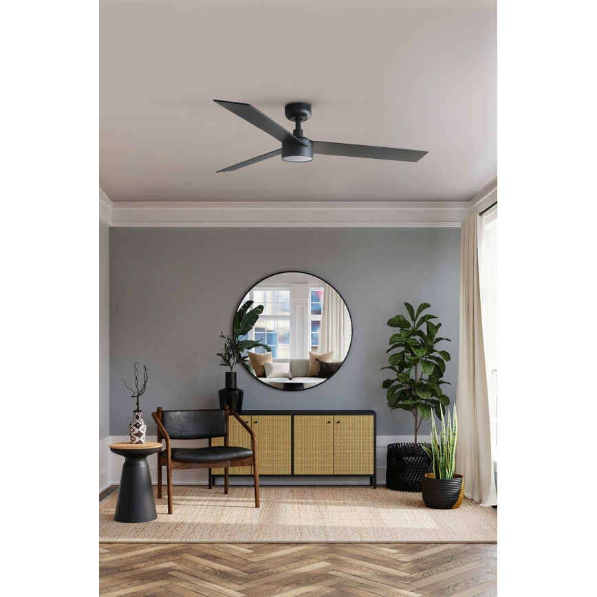 FARO 34298WT-1TW - LED Zatemnitveni stropni ventilator RUDDER L LED/18W/230V 2700/4350/6000K črna pr. 132 cm Wi-Fi Tuya + Daljinski upravljalnik