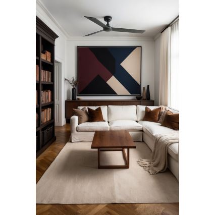 FARO 34298WT - Stropni ventilator RUDDER L črna/wenge pr. 132 cm Wi-Fi Tuya + Daljinski upravljalnik